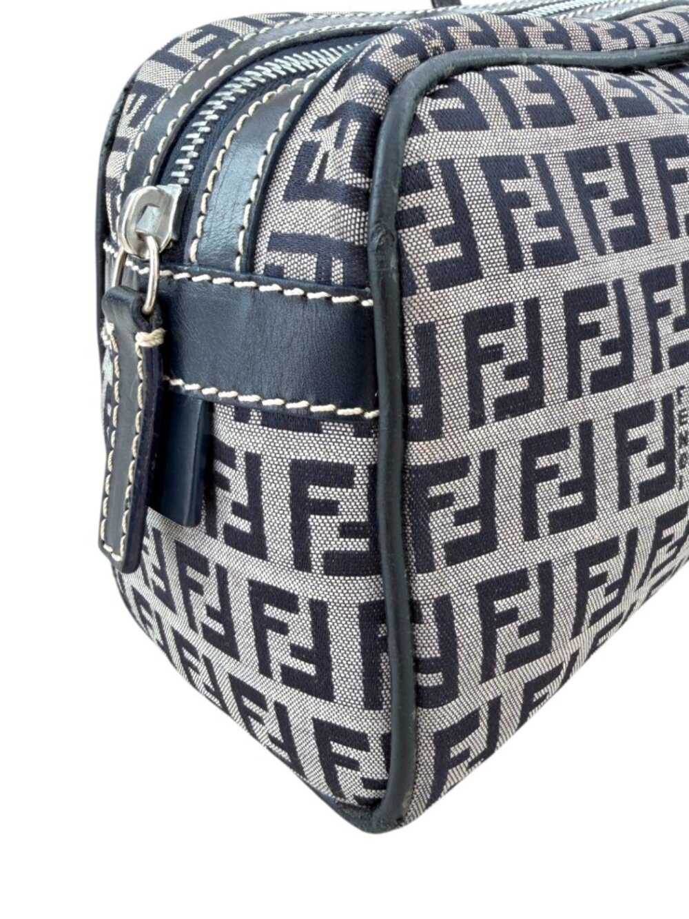 Fendi Navy Blue East West FF Zucchino Canvas Bag - Picture 10 of 14